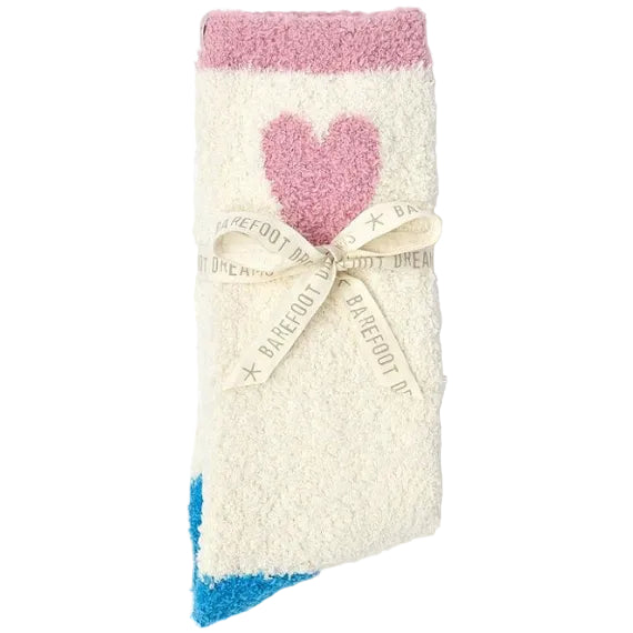 CC Color Block Heart Sock- Cream Multi