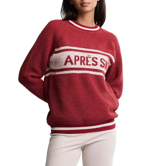 Cozychic Cotton Apres Pullover - Crimson Cream