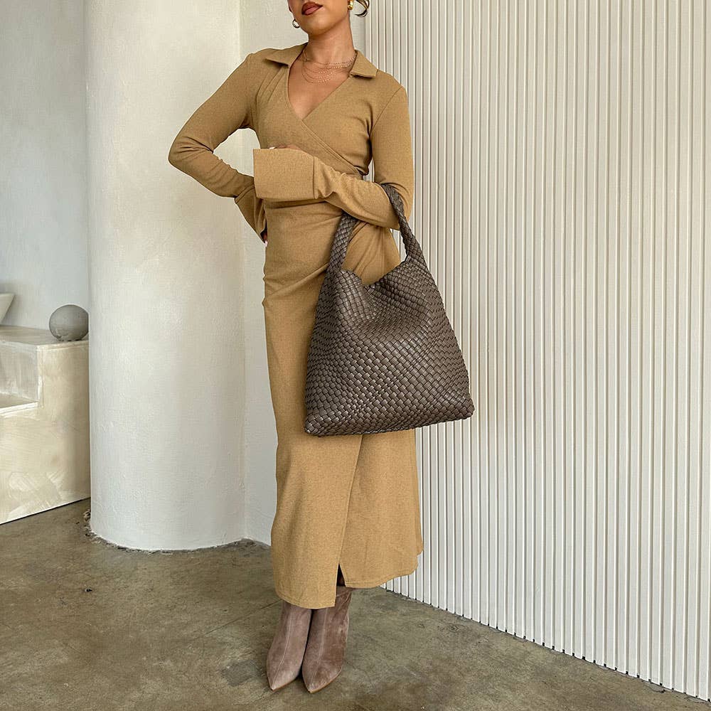 Johanna Espresso L Recycled Vegan Shoulder Bag