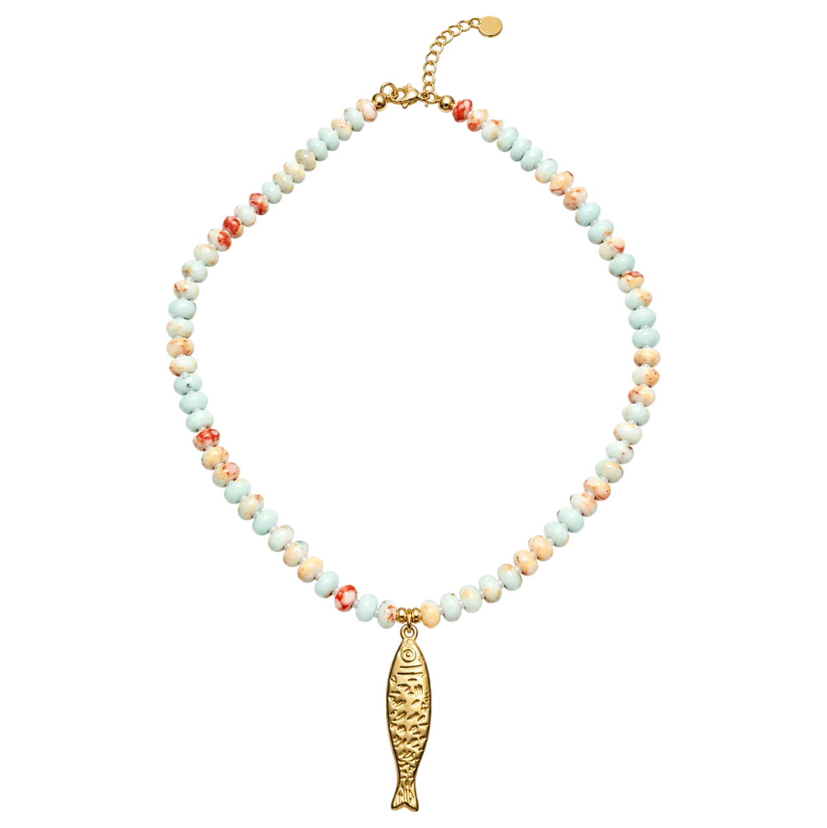 Pastel Multi Colored Beaded Fish Necklace
