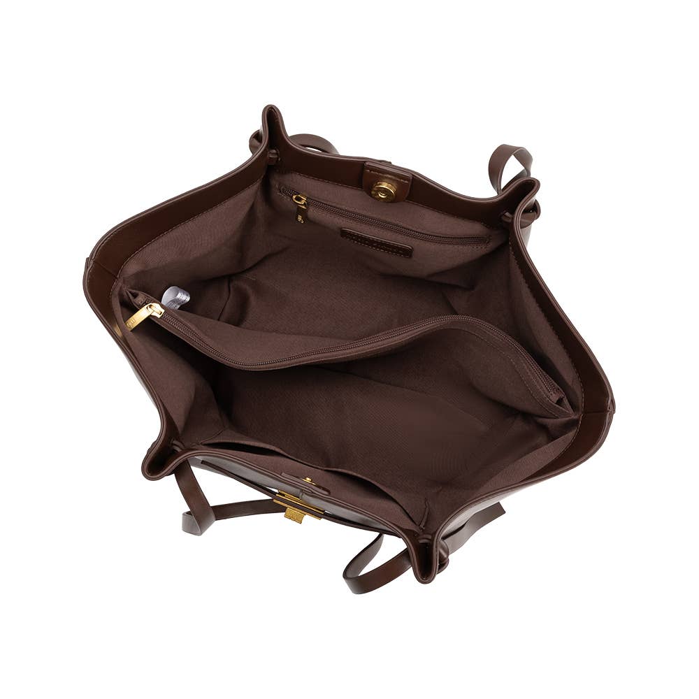 Imelda Espresso Recycled Vegan Leather Tote Bag