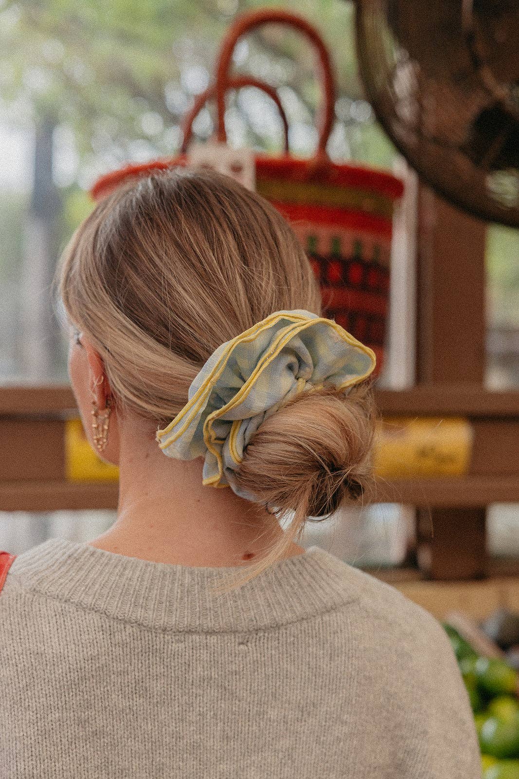 Blue Plaid Corset Scrunchie