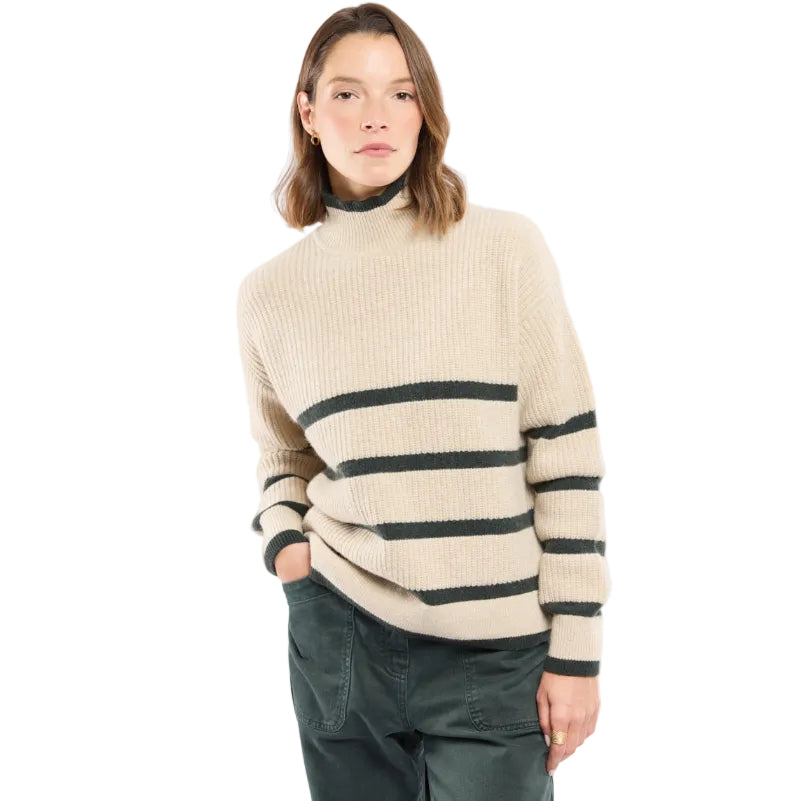 Pull Raye Col Montant - Irish Cream/Otranto
