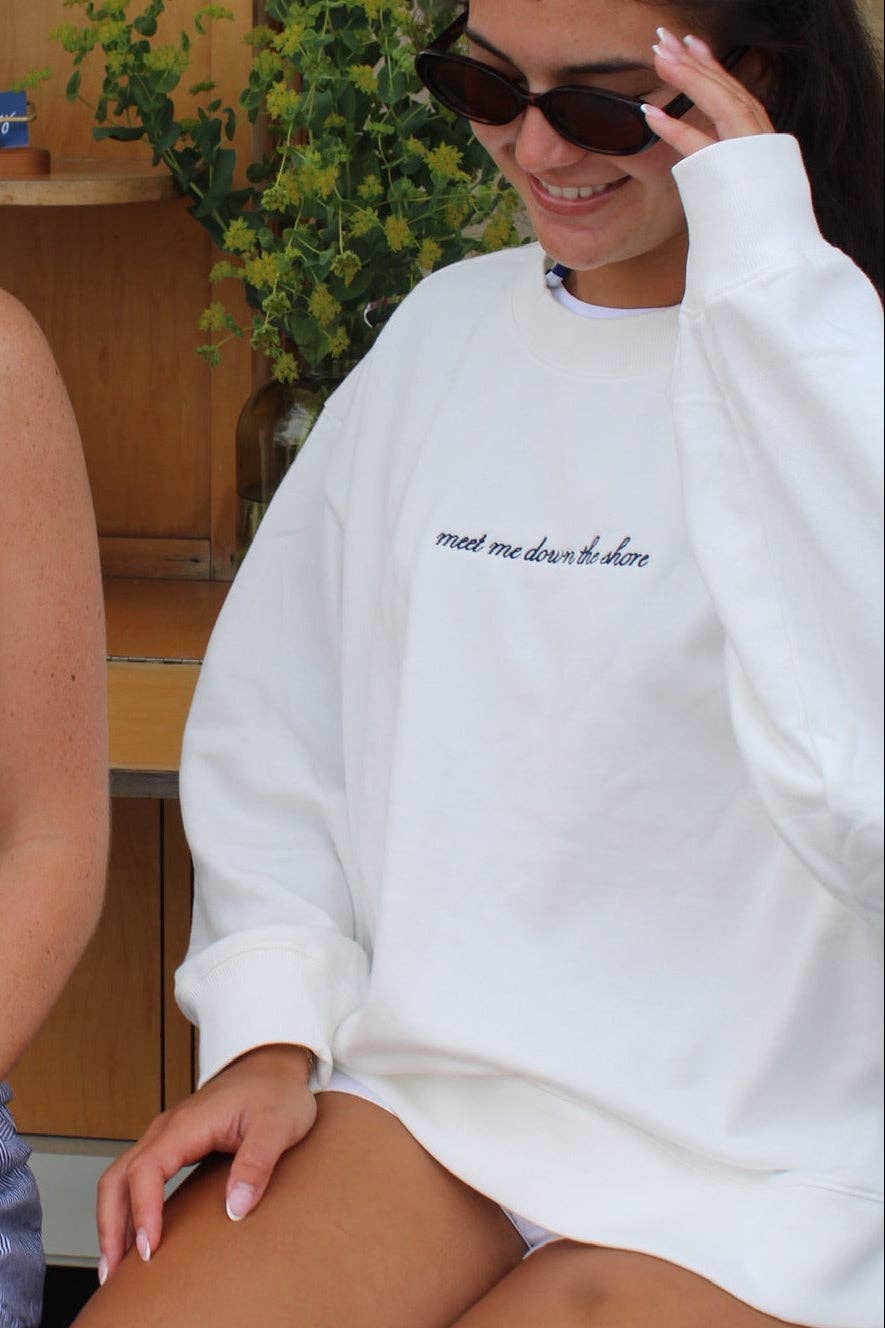 MEET ME DOWN THE SHORE TERRY CREWNECK - SALT