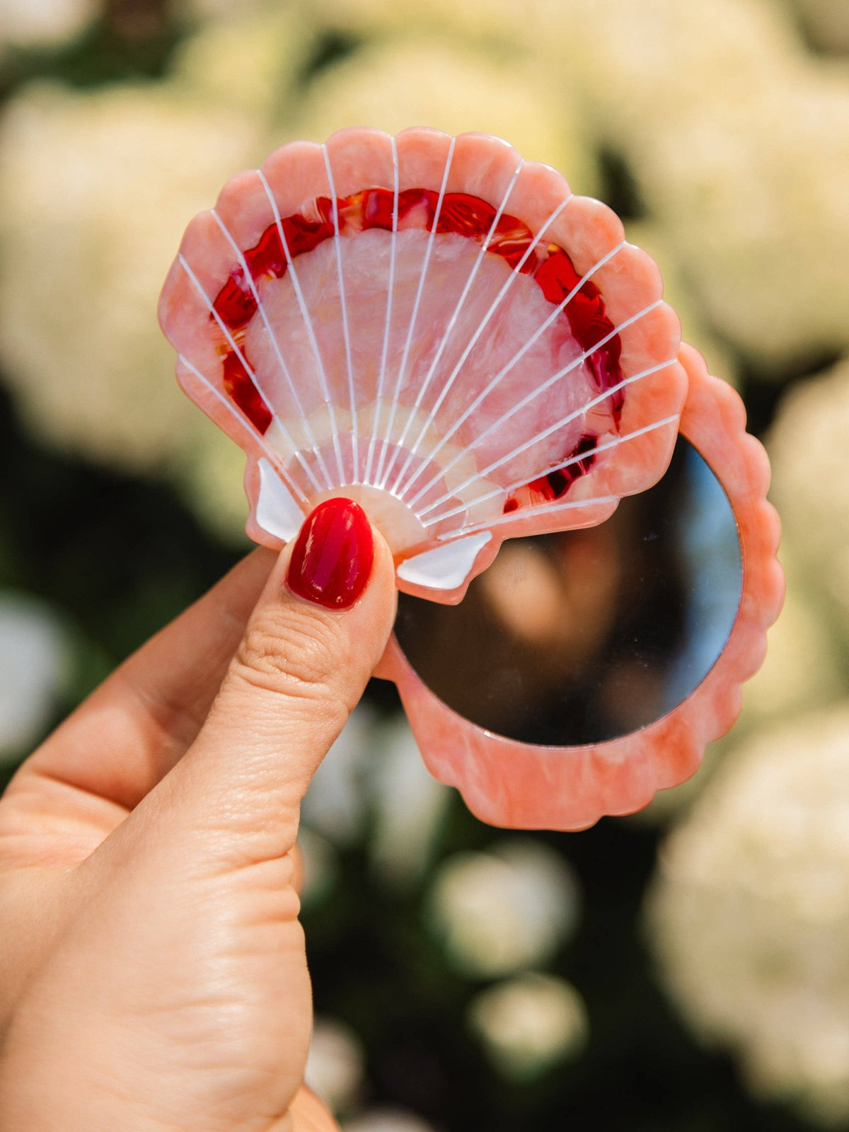 Hand-painted Sunset Seashell Compact Mirror | Eco-Friendly
