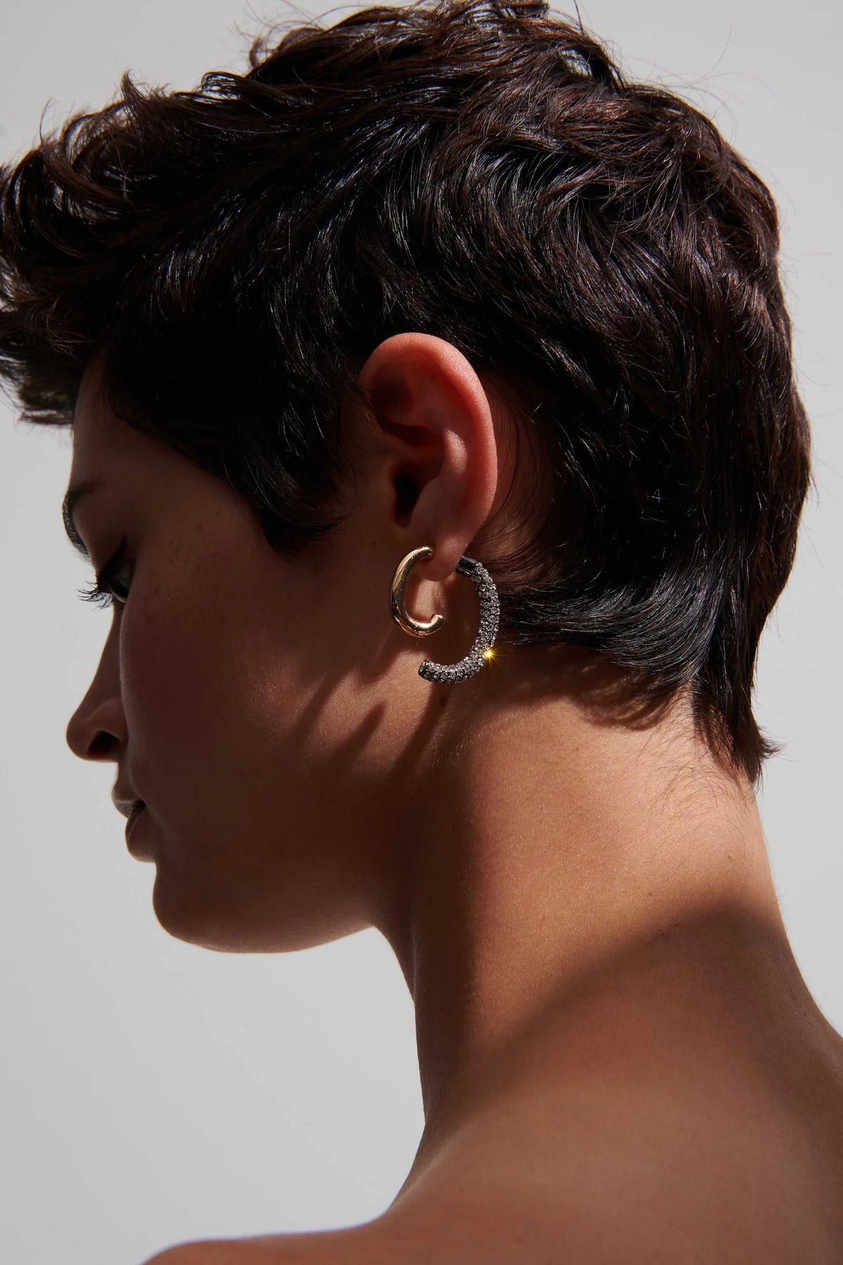 Pavé Luna Earrings Gold