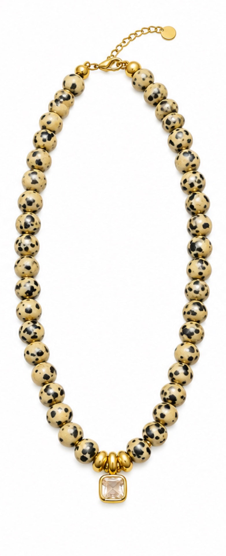 Colored Beaded Necklace with Bezel Pendant