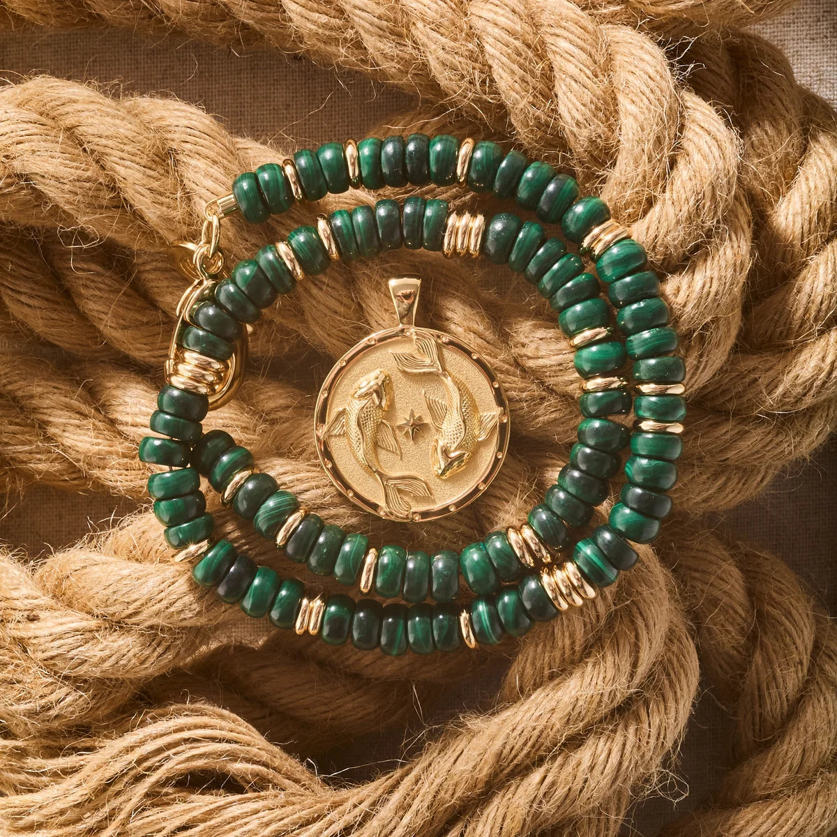 Gumdrop Beaded Necklace in Malachite