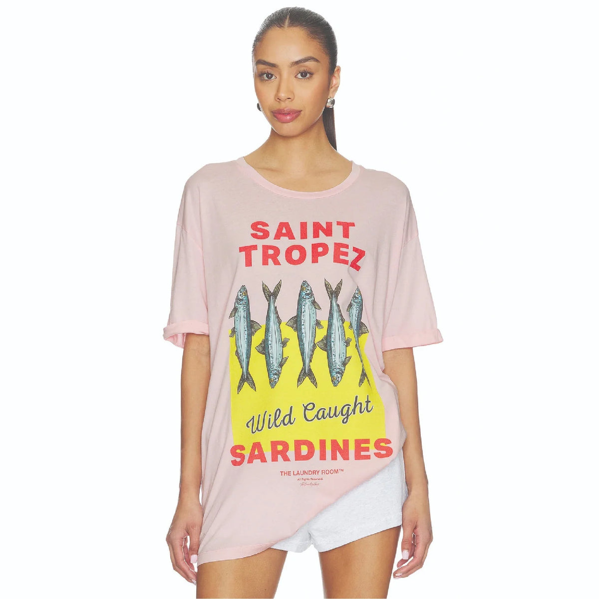 Saint Tropez Sardines - Oversized Tee - Blush Pink