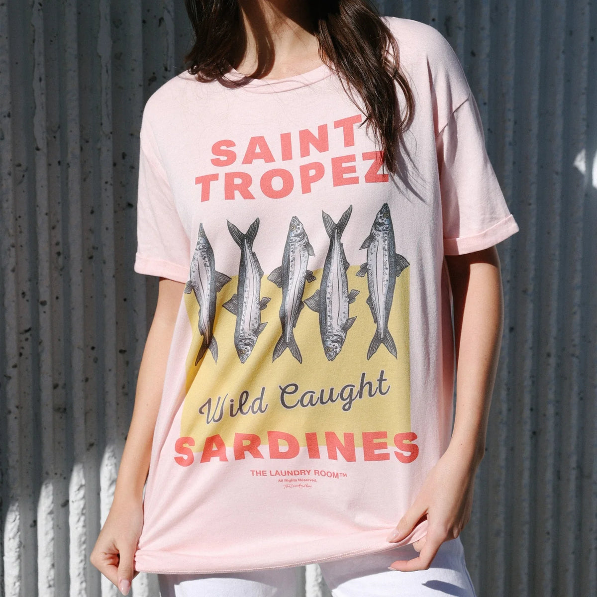 Saint Tropez Sardines - Oversized Tee - Blush Pink