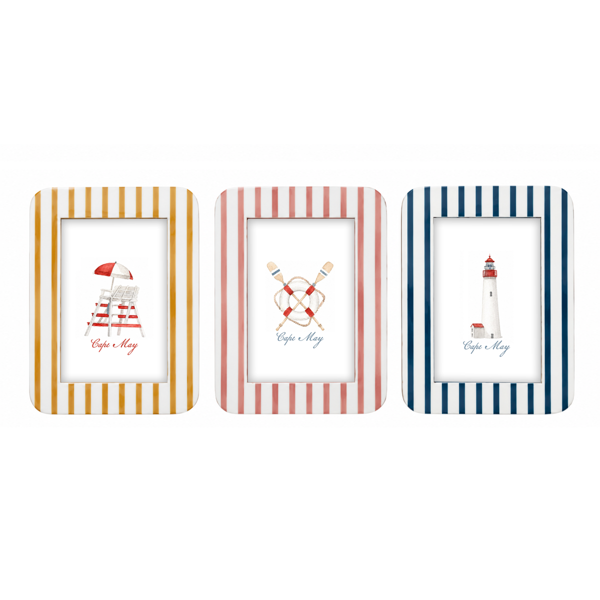 Resin Striped Photo Frame With Postcard
