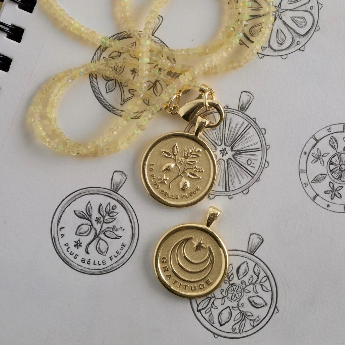 GRATITUDE JW Original Pendant Coin (16"-18") Classic Rolo Chain
