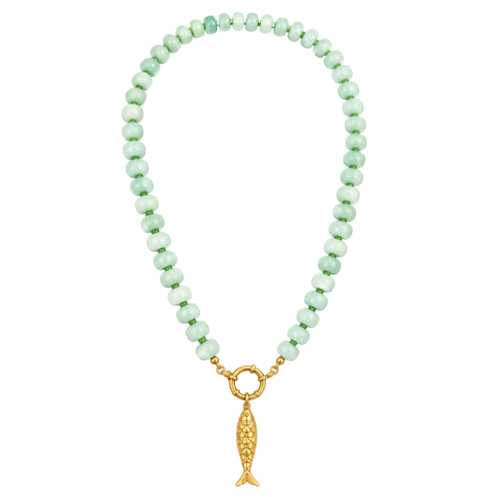 Blue/Green Beaded Fish Necklace