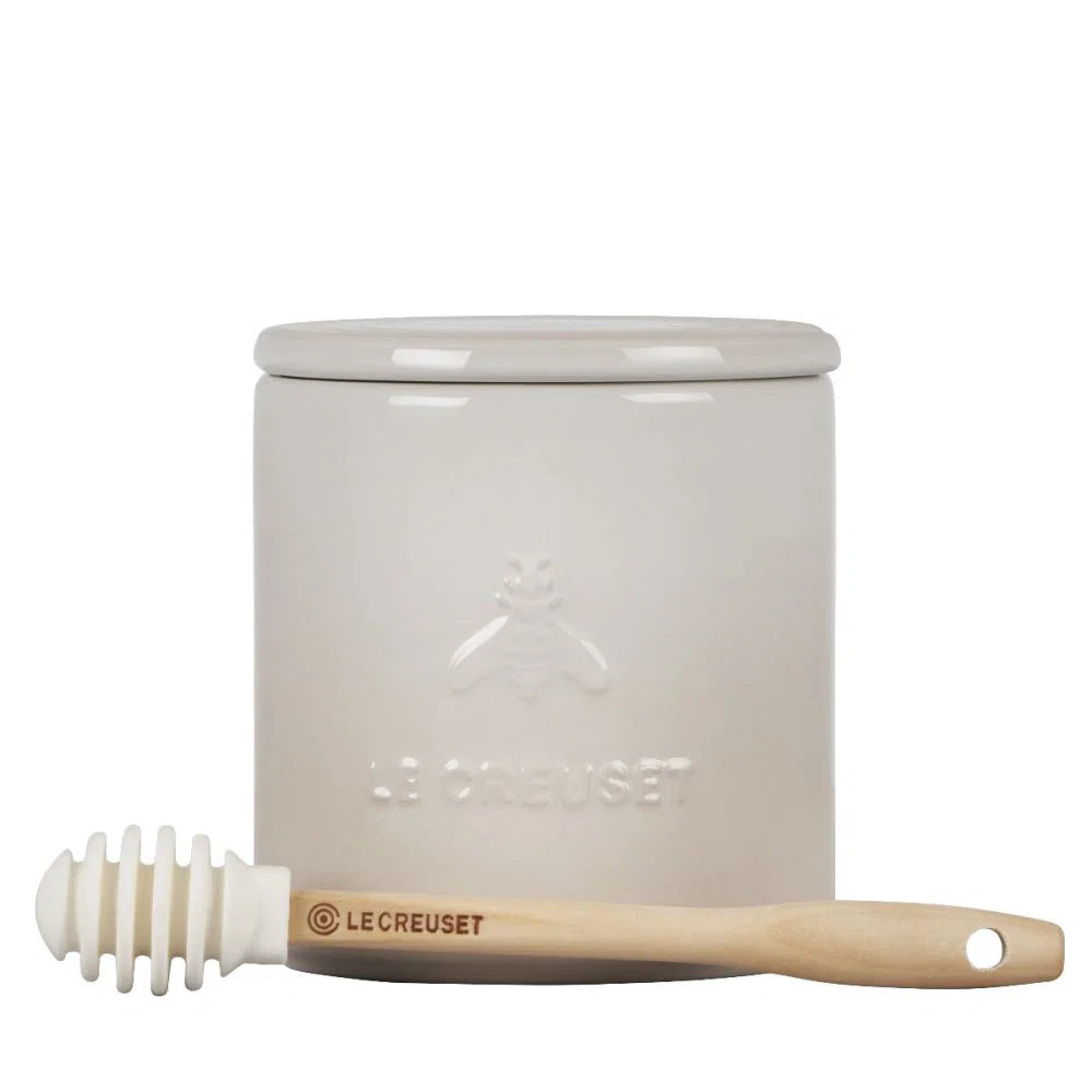 Signature Honey Pot With Dipper 14oz - Meringue