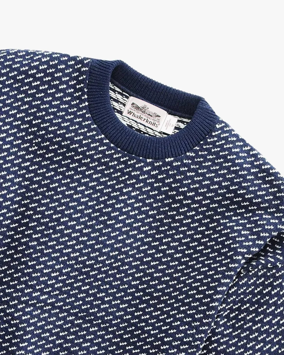 Birdseye Crewneck Pullover - Navy / Natural