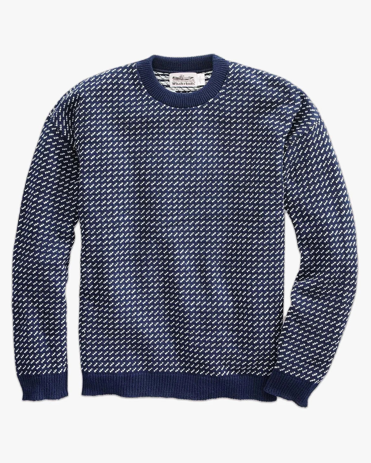 Birdseye Crewneck Pullover - Navy / Natural