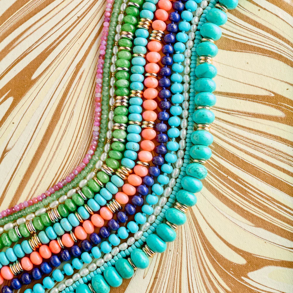 Gumdrop Beaded Necklace in Turquoise