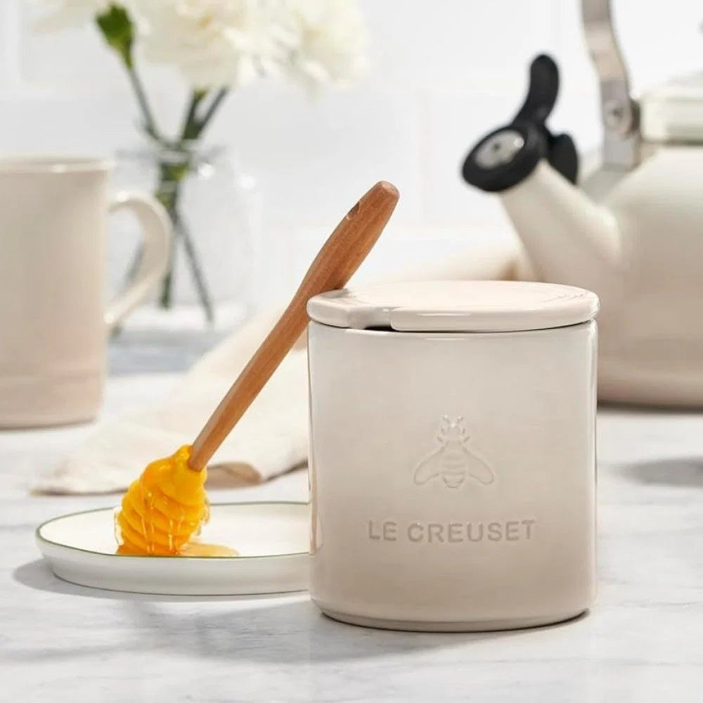 Signature Honey Pot With Dipper 14oz - Meringue