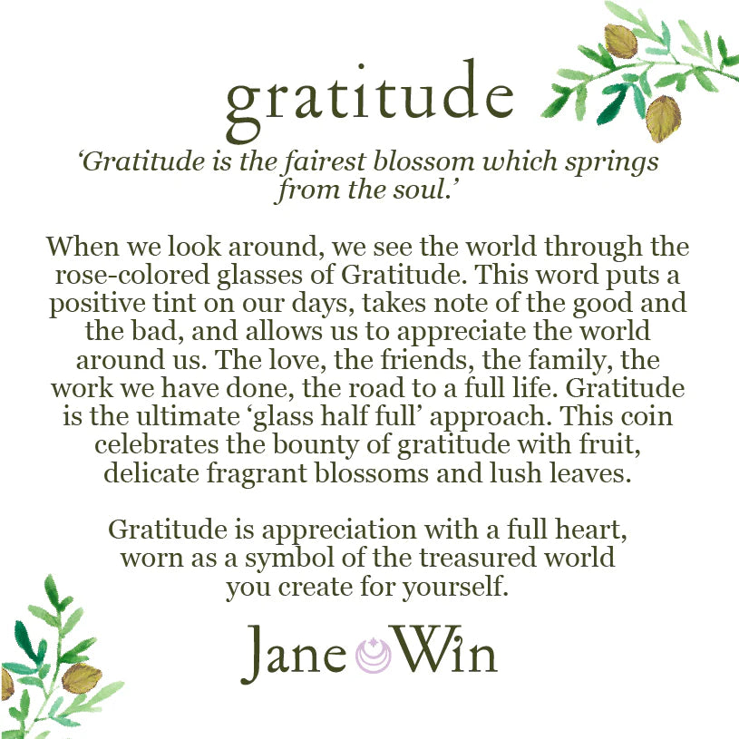 GRATITUDE JW Original Pendant Coin (16"-18") Classic Rolo Chain