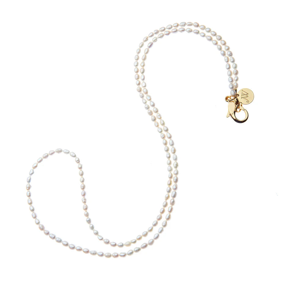 Double Wrap Rice Pearl Necklace in White