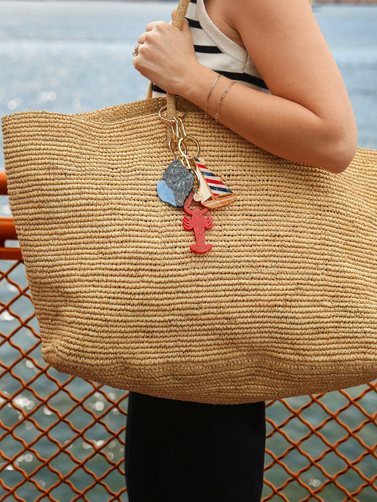 Hand-painted Tulip Conch Shell Bag Charm + Keychain | Eco-Friendly