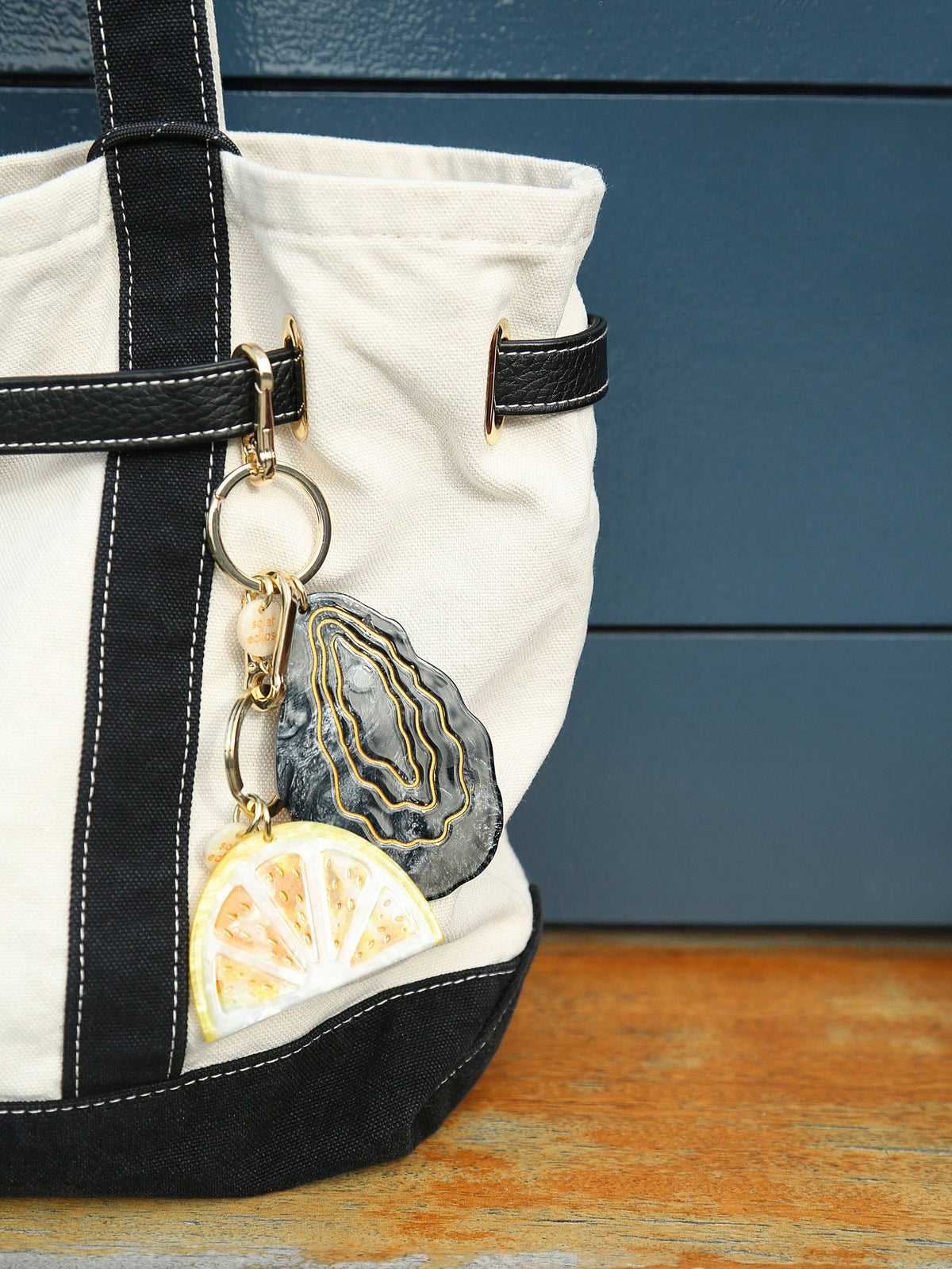 Hand-painted Oyster Bag Charm + Keychain | Eco-Friendly