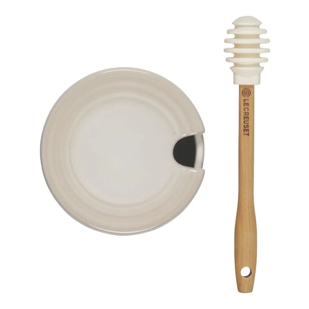 Signature Honey Pot With Dipper 14oz - Meringue