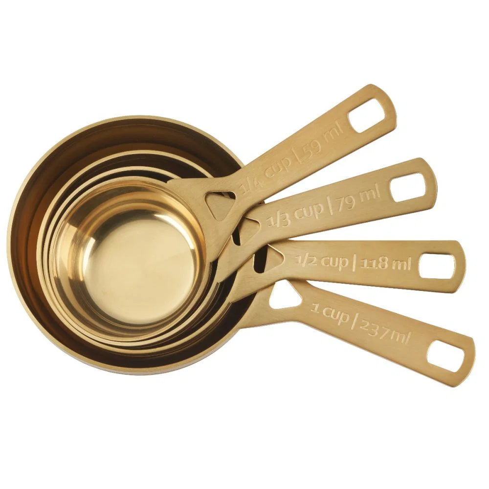 Set Of 4 Measuring Cups - Gold