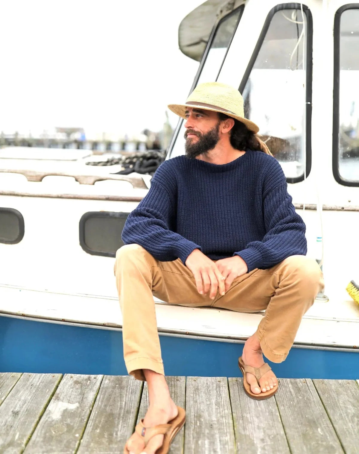 Newport Shaker Boatneck Pullover - Navy